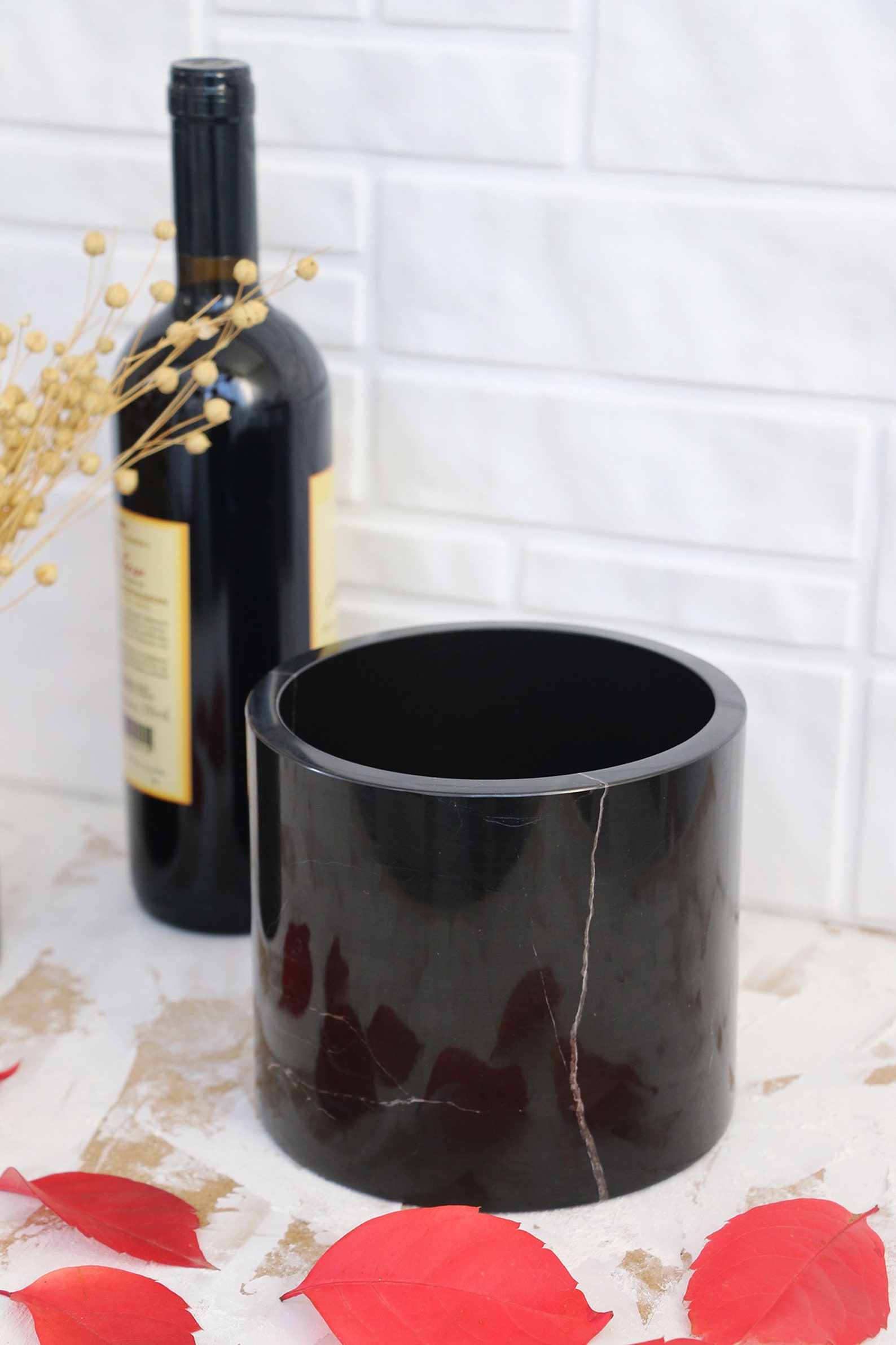 Black Marble Wine Holder Ice Bucket Wine Serving Bottle Etsy