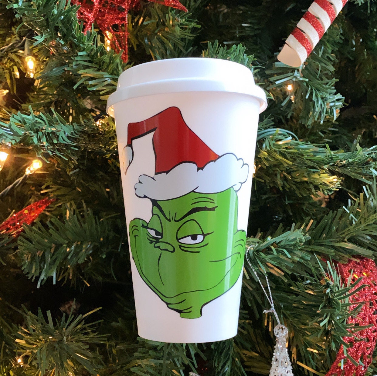 Grinch Hot Coffee Cup Grinch Starbuck Cold Cup Bling Lid Etsy