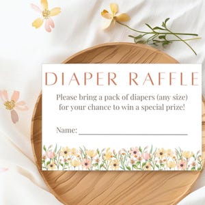 Carte de tirage au sort de couches modifiables Boho Garden Baby in Bloom | Téléchargement numérique | Modèle de toile
