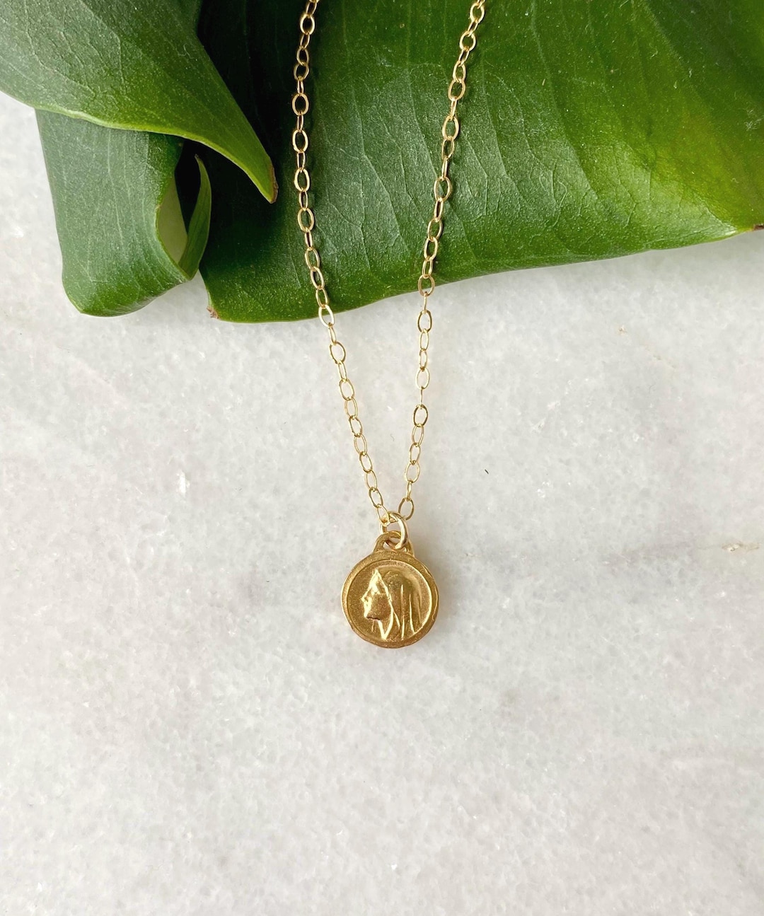 Our Lady of Lourdes & St Bernadette Necklace in 18k Gold Vermeil ...