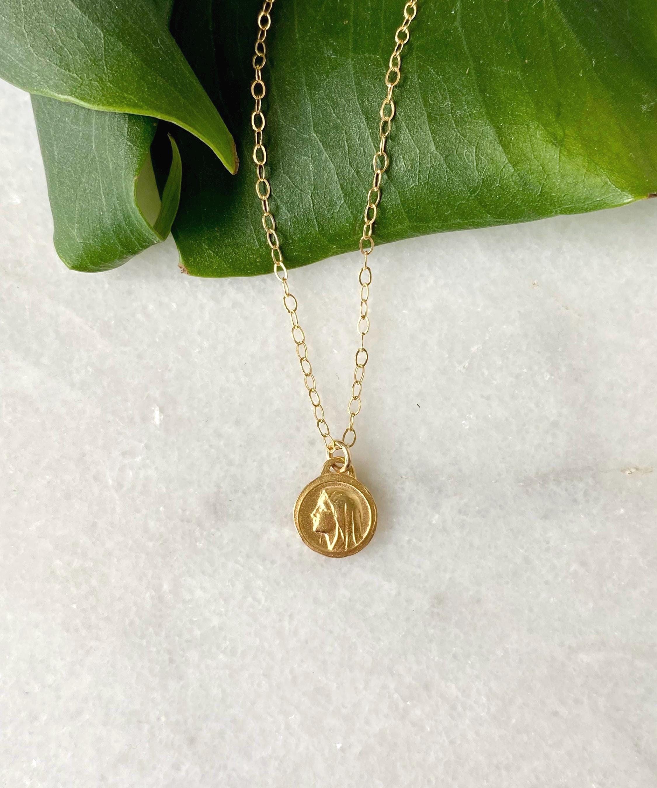 Our Lady of Lourdes & St Bernadette Necklace in 18k Gold Vermeil ...