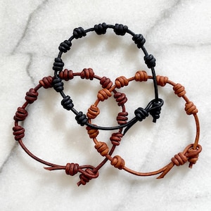 Handmade Leather Knotted Rosary Bracelet: Catholic Pocket Rosary