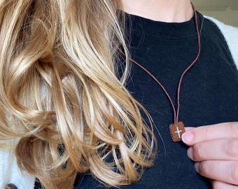 Mini Brown Scapular | 100% Wool and Natural Hemp Cord | Carmelite Scapular Devotion for Adults & Children | Catholic Confirmation Gift