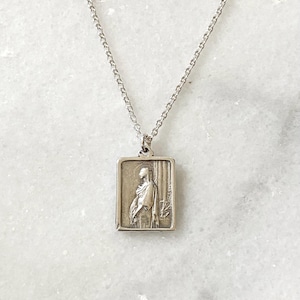 Saint Philomena - Saint John Vianney Cure of Ars Sterling Silver Necklace - Catholic Patron Saint Medal Necklace - Antique Reproduction