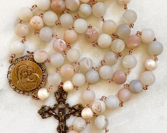 Catholic Heirloom Rosary | Beautiful Rosary for Women | Pink Confirmation Rosary for Girls | First Communion Gift | Baptism Present