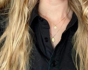Gold Saint Joseph Necklace | Tiny St Joseph 14k Gold Medal on Dainty Chain | Catholic Confirmation Gift | Baby Baptism Present | Mothers Day