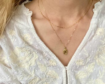 Sacred Heart of Jesus Necklace | 14k Gold Medal | Catholic Jewelry for Women | Baptism Gift | Confirmation Present