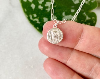 Our Lady of Sorrows Sterling Silver Medal Necklace | Catholic Gift