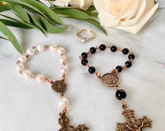 Bride and Groom Rosary Set for Catholic Wedding | His & Hers Rosary Tenner | Mary and Joseph | Gift for Newlyweds | for Bridal Bouquet