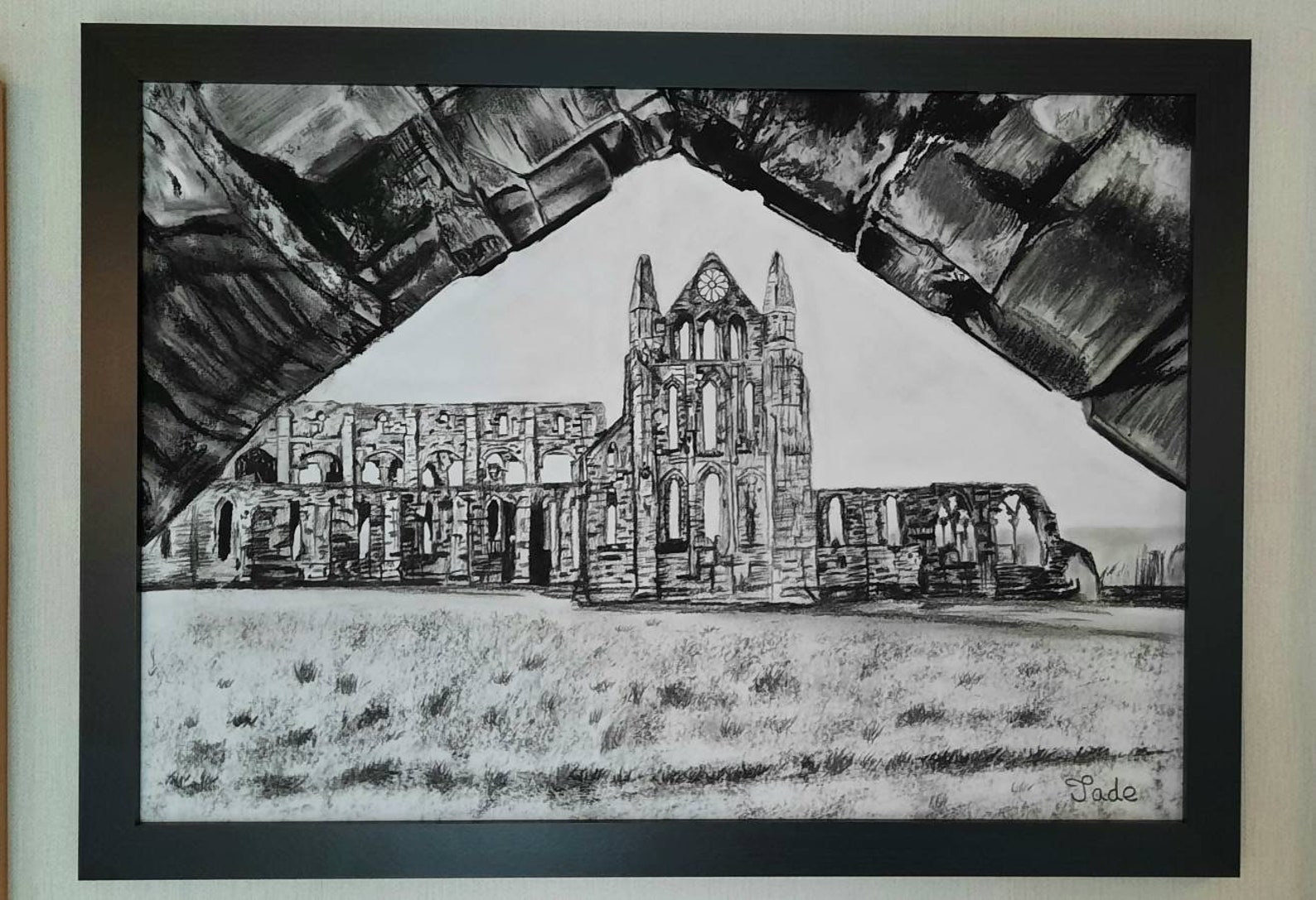 Whitby drawing Whitby Abbey drawing Original drawing Etsy