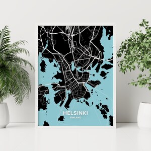 Drukuj mapę Helsinek, Mapa Helsinek plakat na ścianę, Mapa miasta Helsinki, Drukuj mapę ulic Helsinek, Decor, Helsinki Kartta, Suomi, Finlandia