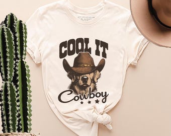 Cool It Cowboy Golden Retriever Graphic T shirt