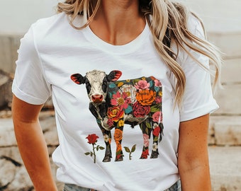Cow In Flowers Graphic Tee