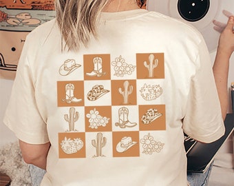 Howdy Honey Checker Box Front and Back Graphic Tee