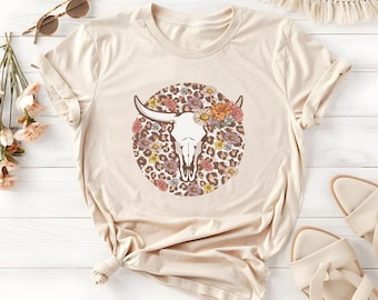 Floral Leopard Western Graphic T shirt