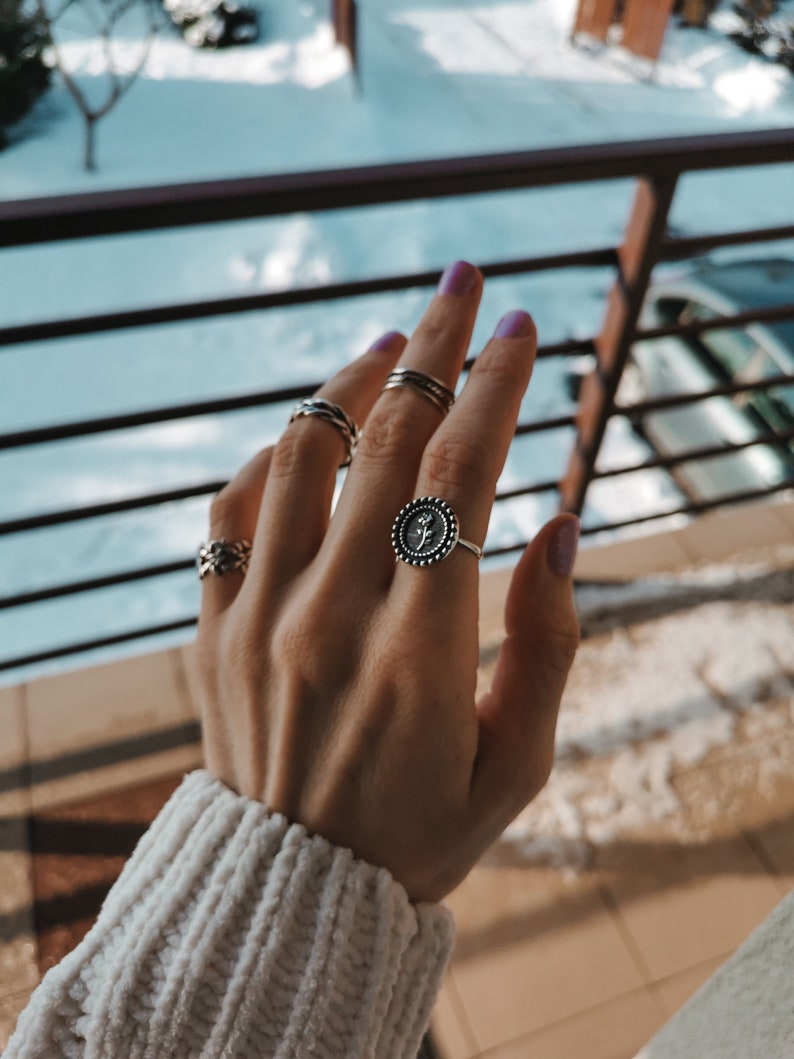 Flower Ring Stackable Rings Open Rings Old Silver Ring Stacked Ring Adjustable Rings Vintage Rings 925 Silver Ring Daisy Ring Silver