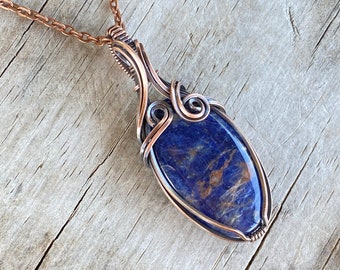 Brass Wire Wrapped Sodalite DT Point Ring