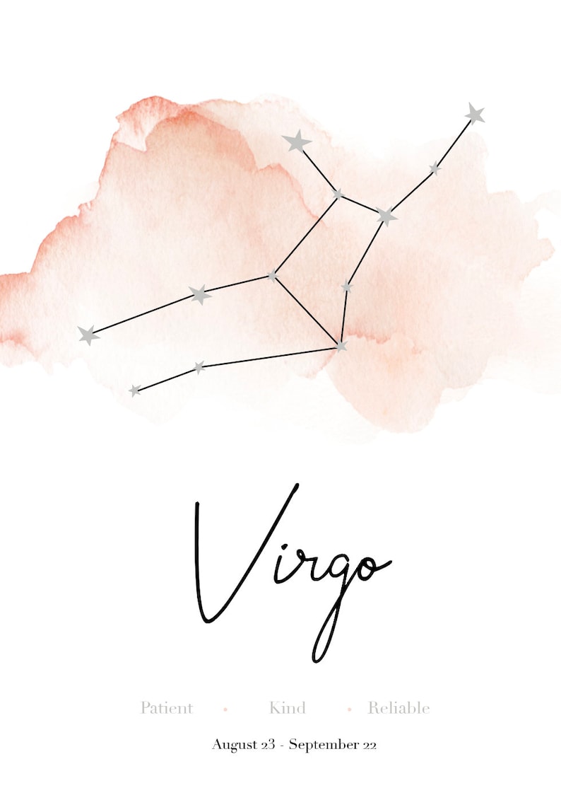 Pink Virgo Cloud Star Sign Print - Etsy UK