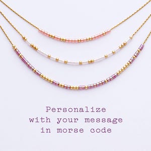 Custom Morse Code Necklace Personalized Gift for Her Birthday, Anniversary - Gold Filled or Sterling Silver - 40 Color Options