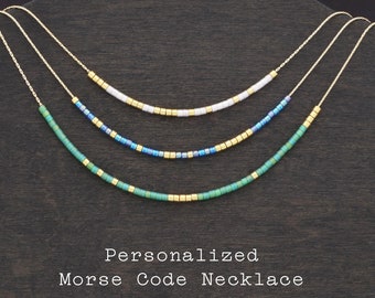 Custom Morse Code Necklace: Secret Message Glass Bead Jewelry