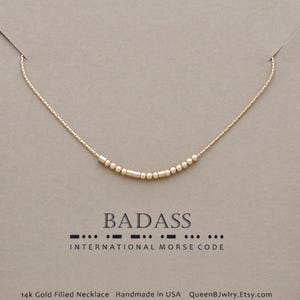 Badass Necklace, Customizable with your Hidden Message in Morse Code | 14k Gold Filled or Sterling Silver options