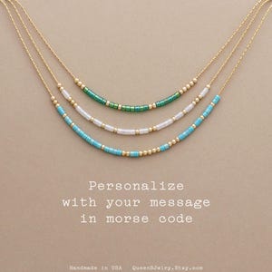 Custom Morse Code Necklace: Secret Message Glass Bead Jewelry