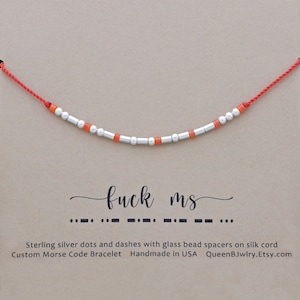 Fuck MS Bracelet, Custom Morse Code Bracelet, Ms Support Gift, MS Warrior Gift, Strength Bracelet, MS Awareness