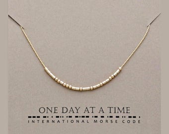 Sobriety Gift Morse Code Necklace, Customize with your message, Gold Filled or Sterling Silver