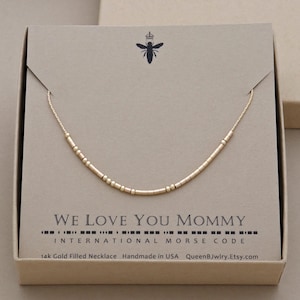 Custom Morse Code Necklace, Personalized Morse Code Hidden Message Jewelry, Dainty Necklace Gift for Her, Gold Fill or Sterling Silver image 4