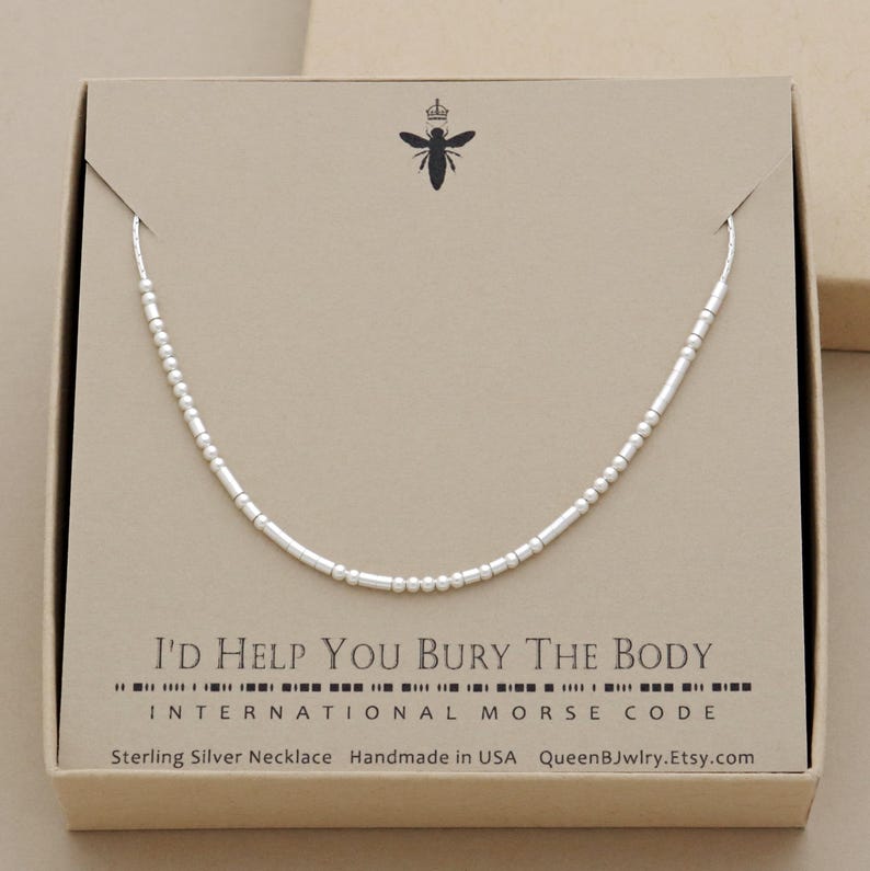 Fuck the Patriarchy Morse Code Necklace Your choice of Sterling Silver or 14k Gold Filled image 12