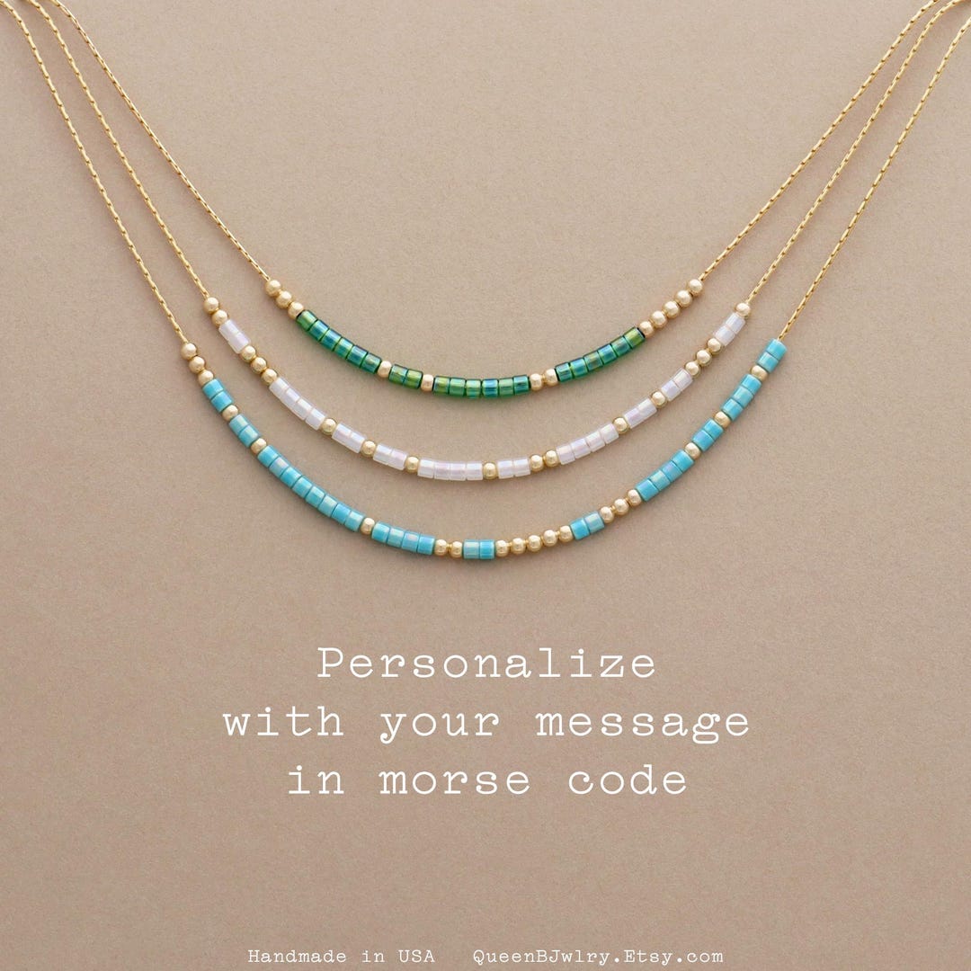 Custom Morse Code Necklace: Secret Message Glass Bead Jewelry - Etsy