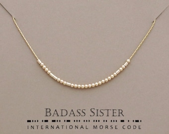 Personalized Morse Code Sister Necklace: 14k Gold Fill or Sterling Silver