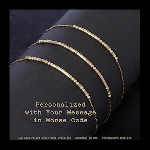 Custom Morse Code Bracelet, Sterling Silver or Gold Filled Beaded Bracelet