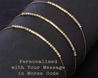 Personalized Morse Code Anklet: Sterling Silver or Gold, Secret Message