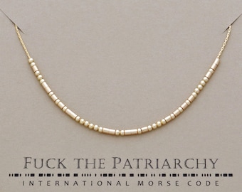 Fuck the Patriarchy Morse Code Necklace, Taylor's Version inspired Swiftie Gifts, Dainty Necklace in Sterling Silver or Gold Filled