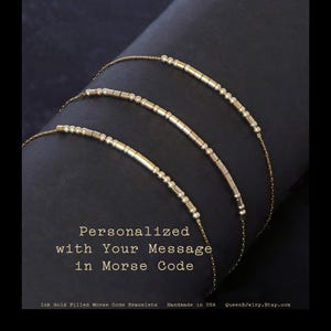Morse Code Bracelet: Custom Personalized Jewelry, Wedding Party Gifts Gold Filled or Sterling Silver