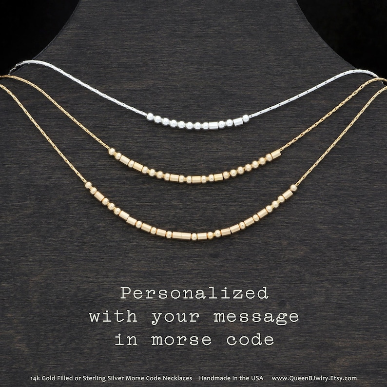 Fuck the Patriarchy Morse Code Necklace Your choice of Sterling Silver or 14k Gold Filled image 2