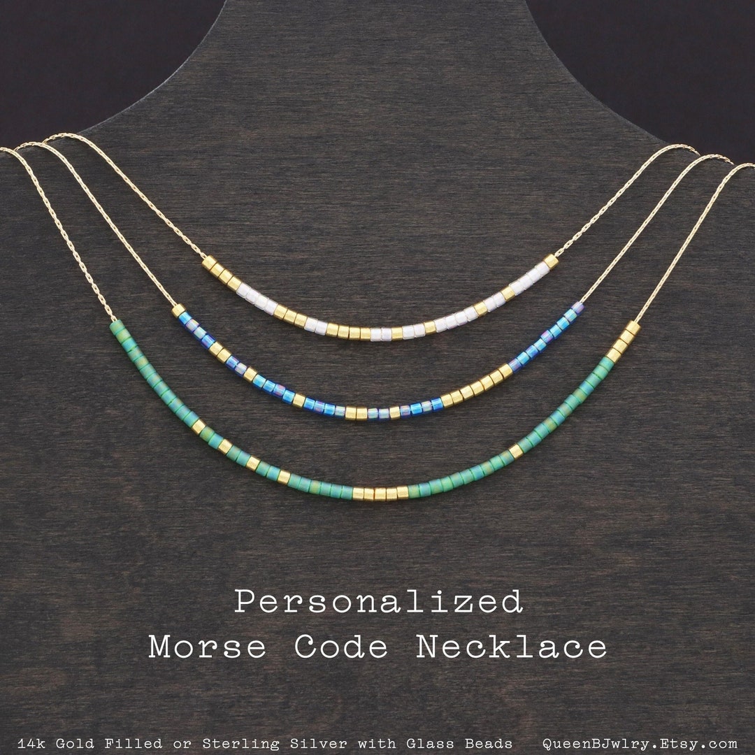 Custom Morse Code Necklace: Secret Message Glass Bead Jewelry - Etsy