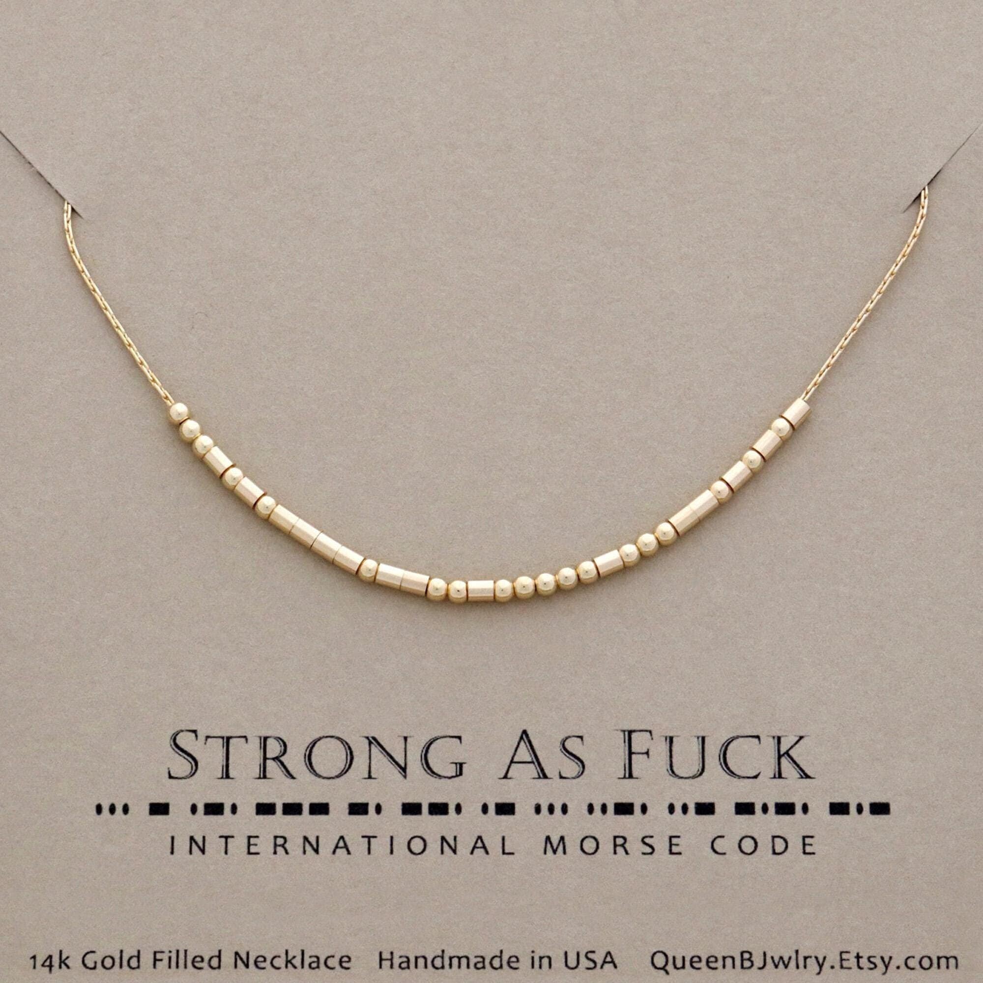 Strength Morse Code Necklace Custom Morse Code Jewelry Get Well Gift Sterling Silver or 14k Gold Fill