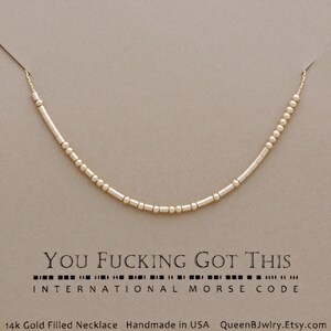 Fuck the Patriarchy Morse Code Necklace Your choice of Sterling Silver or 14k Gold Filled image 13