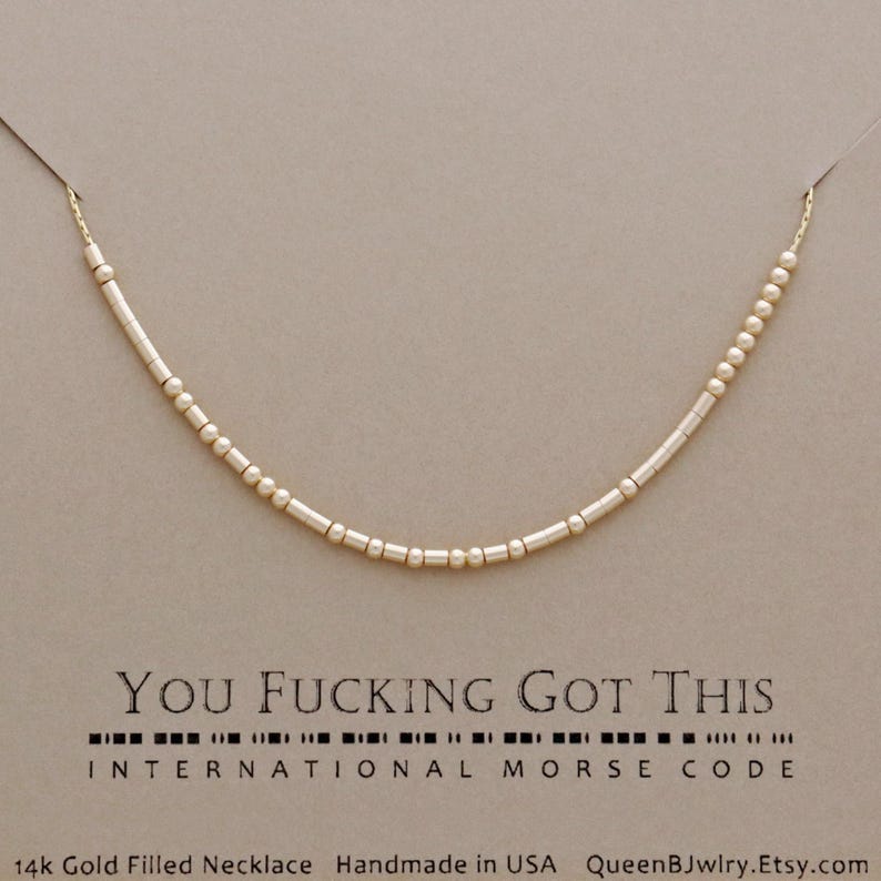 Fuck the Patriarchy Morse Code Necklace Your choice of Sterling Silver or 14k Gold Filled image 13