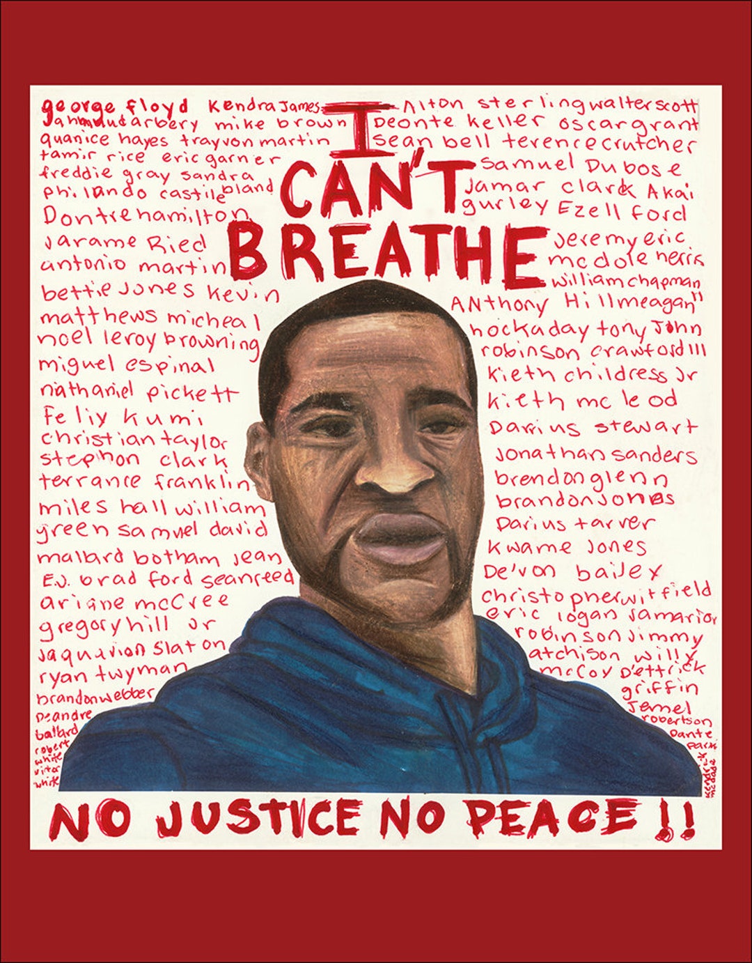 B2ポスター I JUST CAN'T BREATHE Black Lives Matter Poster, Justice for George Floyd, Protest