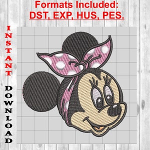 Embroidery Design Minnie Mouse with bandana Digital Instant Download
