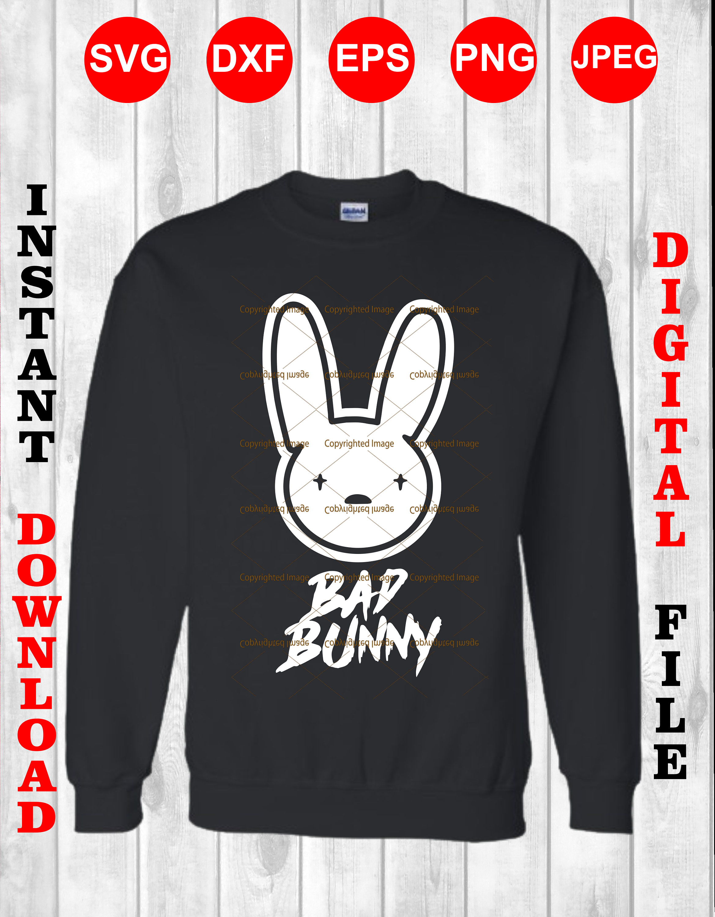 Bad Bunny Outline Svg Cut Files, for Cricut and Silhouette Cameo Png ...