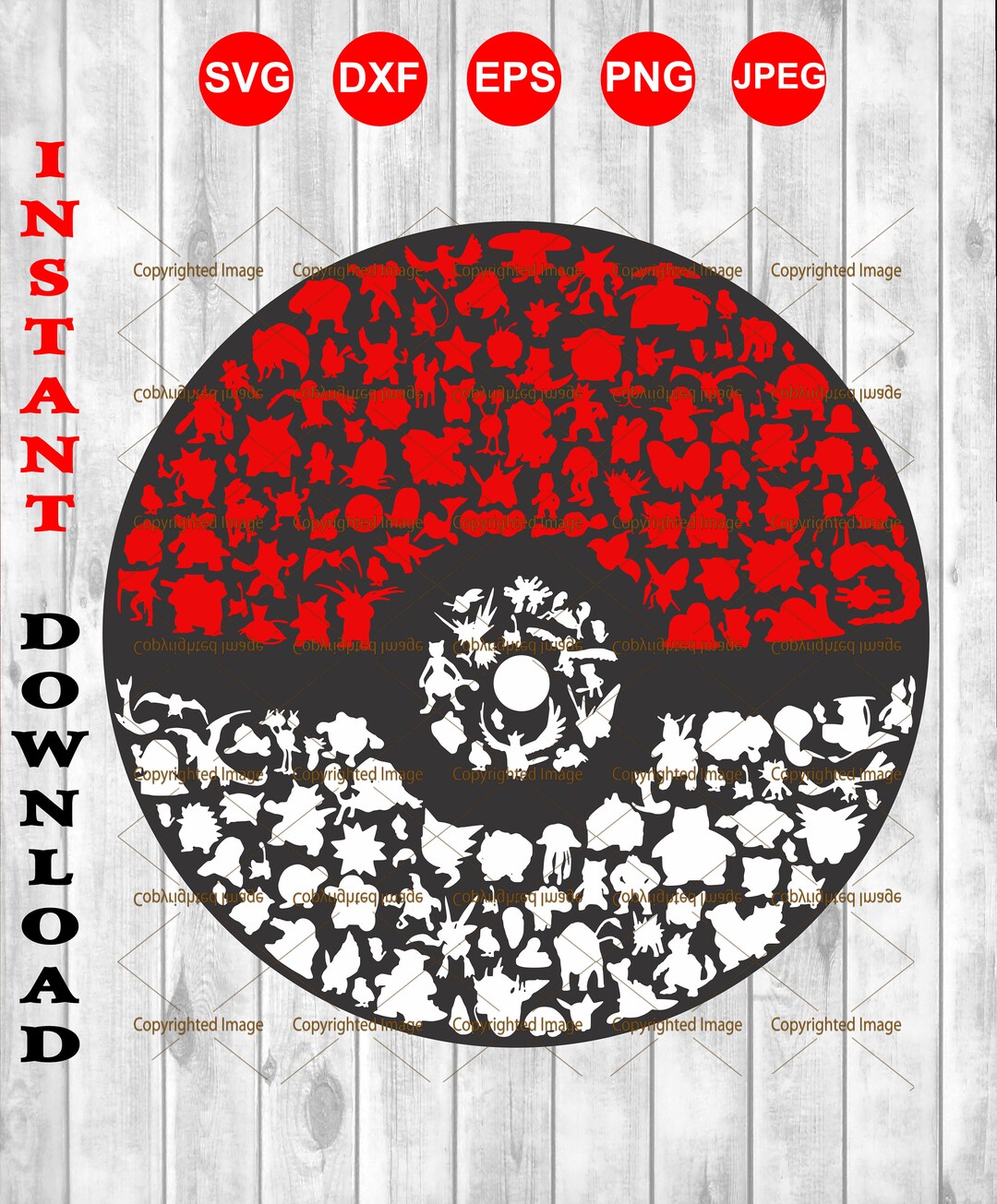 Original Pokemon Pokeball Silhouette SVG PDF EPS File 