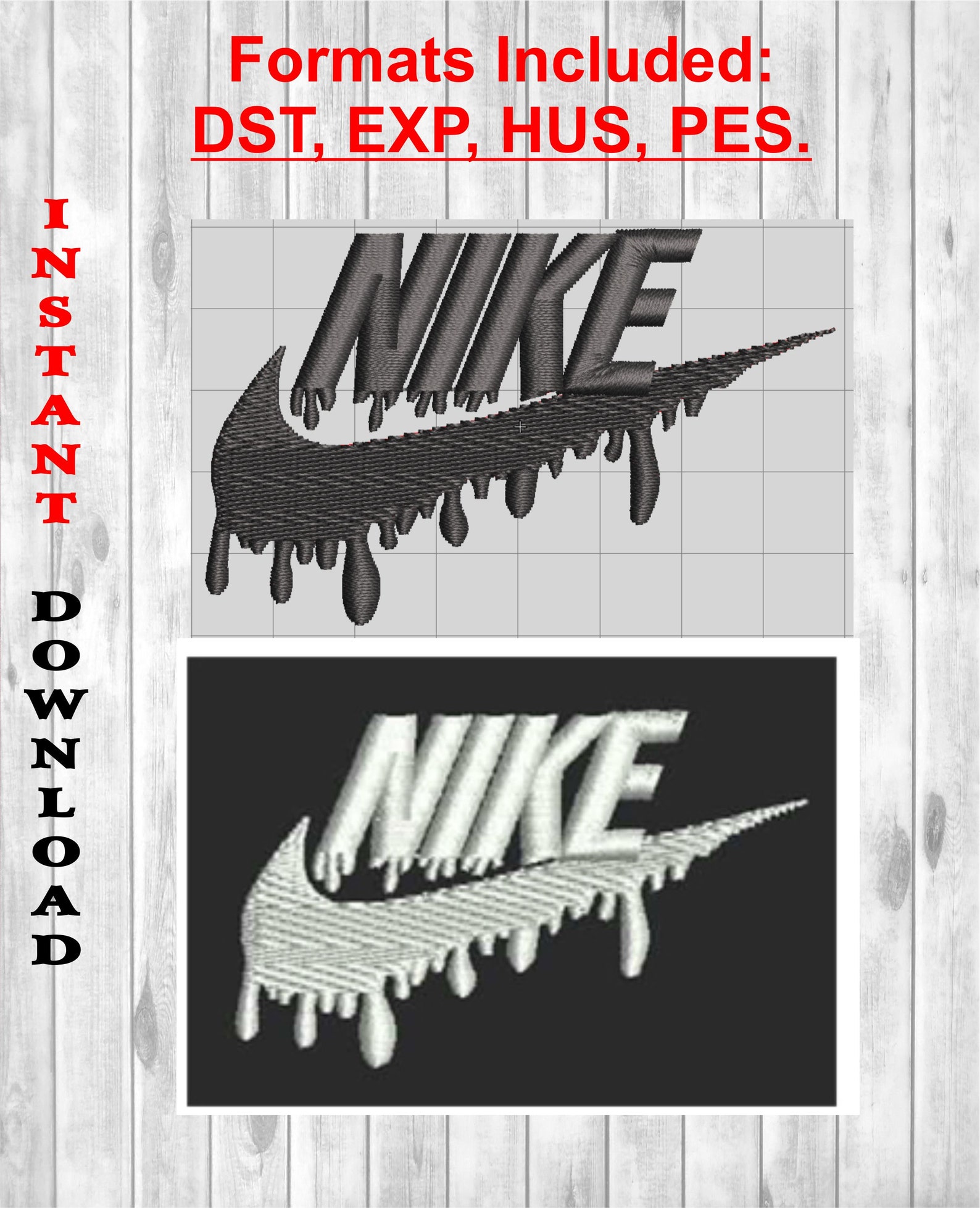 Embroidery Design Dripping Nike Logo Digital Instant Download Etsy
