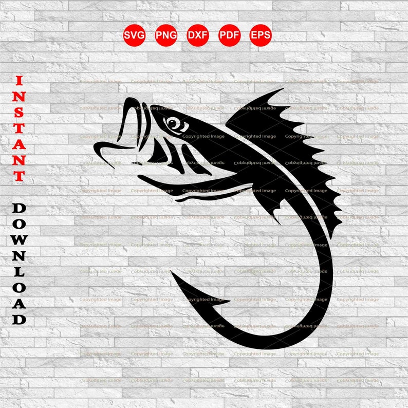 Download Fish Hook SVG Fish Hook Clipart Bass Fish SVG cutting ...