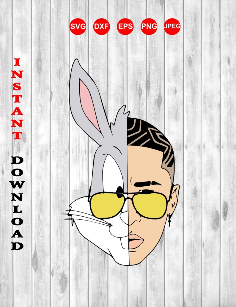 Download Bad Bunny Bugs Face svg cutting files for Cricut and | Etsy