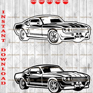 Ford Mustang classic sport car svg,  cutting files for Cricut  and Silhouette Cameo - png  clipart -EPS vector files, INSTANT DOWNLOAD