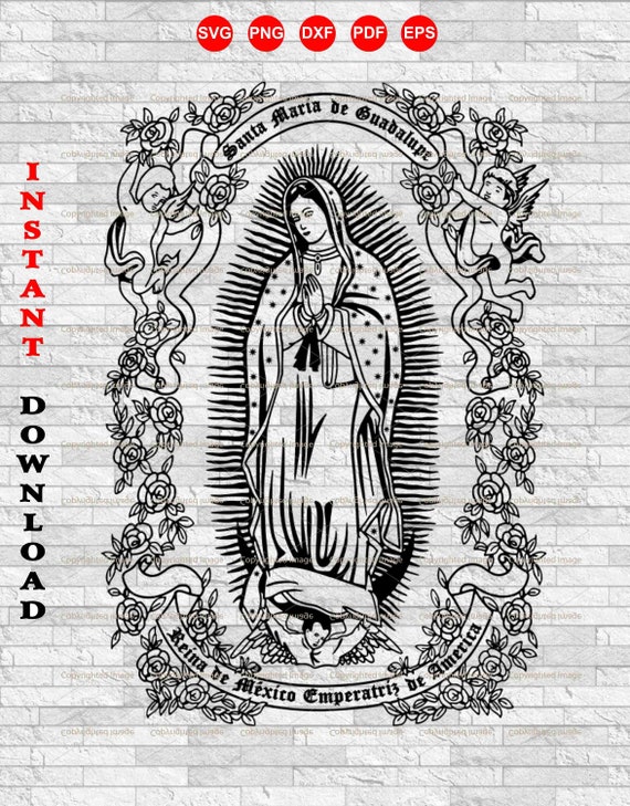 Nuestra Señora de Guadalupe 1 color Diseño, Virgen de Guadalupe eps, png  clipart, DESCARGA INSTANTE -  España